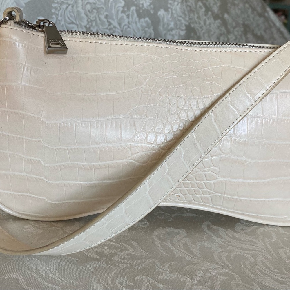 JW PEI Cream Crocodile-Pattern Shoulder Bag